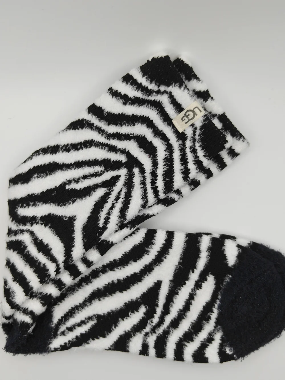 UGG Black & White Zebra Fuzzy Crew Socks - Picture 3 of 3